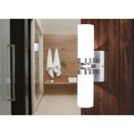Aplica de perete nichel mat,  sticlă alba mata , interior, IP44, LxH: 120x310, AL: 100, excl 2xE14 40W 230V
