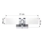 Aplica de perete nichel mat,  sticlă alba mata , interior, IP44, LxH: 120x310, AL: 100, excl 2xE14 40W 230V - imagine 5