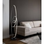 Lampă de podea din metal/aluminiu negru mat, plastic opal, întrerupător cu pedală în cablu, întrerupător în trepte, culorile pot fi fixate, funcție de memorie, LxLxA: 290x200x1220mm, LED 39W 230V, sursă 4300lm, ieșire 1890lm, CCT 2700/4000/6500K - imagine 2