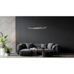 Lampă suspendată metal/aluminiu negru mat, plastic alb, mai multe niveluri prin comutator de perete, funcție de memorie, înălțimea poate fi scurtată, LxLxH: 1000x360x1200mm, LED 39W 230V, sursă 4300lm, 1880lm ieșire CCT2700/4000/6500K - imagine 2