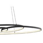 Lampă suspendată metal/aluminiu negru mat, plastic alb, mai multe niveluri prin comutator de perete, funcție de memorie, înălțimea poate fi scurtată, LxLxH: 1000x360x1200mm, LED 39W 230V, sursă 4300lm, 1880lm ieșire CCT2700/4000/6500K - imagine 5