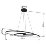 Lampă suspendată metal/aluminiu negru mat, plastic alb, mai multe niveluri prin comutator de perete, funcție de memorie, înălțimea poate fi scurtată, LxLxH: 1000x360x1200mm, LED 39W 230V, sursă 4300lm, 1880lm ieșire CCT2700/4000/6500K - imagine 6