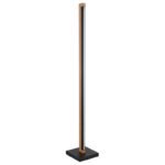 Lampă de podea metal/aluminiu negru mat, lemn maro închis, plastic opal, întrerupător cu pedală în cablu, abajur din aluminiu cu decor stea - găuri perforate, LxLxA: 180x180x1130mm, lungime cablu 1800mm, LED 23,5W 230V, sursă 2450lm, 520lm, 3000K - imagine 3