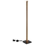 Lampă de podea metal/aluminiu negru mat, lemn maro închis, plastic opal, întrerupător cu pedală în cablu, abajur din aluminiu cu decor stea - găuri perforate, LxLxA: 180x180x1130mm, lungime cablu 1800mm, LED 23,5W 230V, sursă 2450lm, 520lm, 3000K - imagine 5