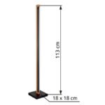 Lampă de podea metal/aluminiu negru mat, lemn maro închis, plastic opal, întrerupător cu pedală în cablu, abajur din aluminiu cu decor stea - găuri perforate, LxLxA: 180x180x1130mm, lungime cablu 1800mm, LED 23,5W 230V, sursă 2450lm, 520lm, 3000K - imagine 6