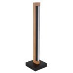 Lampă de masă din metal negru mat, lemn maro închis, aluminiu negru mat, plastic opal, cablu PVC negru, întrerupător pe cablu, abajur din aluminiu cu decor stea - găuri perforate, LxLxA: 120x120x480mm, LED 8W 230V, sursă 800lm, putere 160lm, 3000K - imagine 3