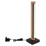 Lampă de masă din metal negru mat, lemn maro închis, aluminiu negru mat, plastic opal, cablu PVC negru, întrerupător pe cablu, abajur din aluminiu cu decor stea - găuri perforate, LxLxA: 120x120x480mm, LED 8W 230V, sursă 800lm, putere 160lm, 3000K - imagine 5