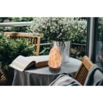 Lampă de masă cu cristale de sare de culoare naturală, lemn maro închis, întrerupător pe cablu, ø: 120mm, I: 190mm, lungime cablu 1700mm, fără 1x E14 15W 230V - imagine 2