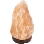 Lampă de masă cu cristale de sare de culoare naturală, lemn maro închis, întrerupător pe cablu, ø: 120mm, I: 190mm, lungime cablu 1700mm, fără 1x E14 15W 230V