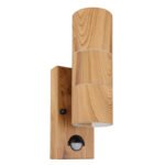 Corp de iluminat exterior din oțel inoxidabil, imitație de lemn, sticlă transparentă, inclusiv senzor, IP44, l x I: 70x215mm, A: 110mm, fără becuri 2xGU10 35W 230V - imagine 3