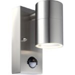 Aplica de exterior din oțel inoxidabil, sticlă, inclusiv 10705, IP44, senzor :. 100 °, gama de 6m, WxH: 70x150, AL: 110, inclusiv 1xGU10 LED 5W 230V, 210lm, 3000K.