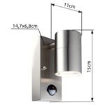Aplica de exterior din oțel inoxidabil, sticlă, inclusiv 10705, IP44, senzor :. 100 °, gama de 6m, WxH: 70x150, AL: 110, inclusiv 1xGU10 LED 5W 230V, 210lm, 3000K. - imagine 4