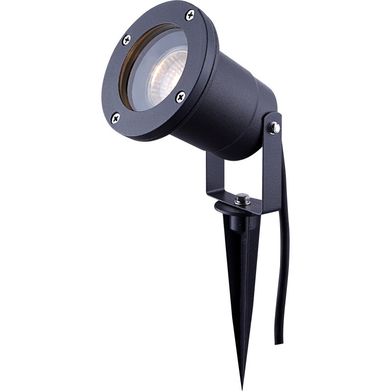 style-32076-g17371 Aplica de exterior din aluminiu,gri,sticla, mobila, cu tepus pamant, cablu 3m, IP65, D: 98, H: 325, excl 1xGU10 35W 230V. - imagine 1