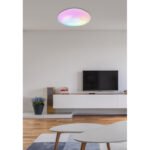 Plafoniera metal/plastic alb,cristale transparente,funcție memorie,lumină noapte,dimabil,teleco,culori fixabile,efect de curcubeu,incl.2xAAA,D:410,H:70,LED24W+RGB 6W 230V,sursă 2500lm,ieșire1500lm, CCT3000-6500K - imagine 2
