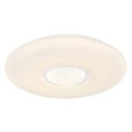 Plafoniera metal/plastic alb,cristale transparente,funcție memorie,lumină noapte,dimabil,teleco,culori fixabile,efect de curcubeu,incl.2xAAA,D:410,H:70,LED24W+RGB 6W 230V,sursă 2500lm,ieșire1500lm, CCT3000-6500K