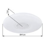 Plafoniera metal/plastic alb,cristale transparente,funcție memorie,lumină noapte,dimabil,teleco,culori fixabile,efect de curcubeu,incl.2xAAA,D:410,H:70,LED24W+RGB 6W 230V,sursă 2500lm,ieșire1500lm, CCT3000-6500K - imagine 6