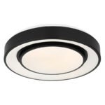 Plafoniera, metal negru, plastic alb, efect curcubeu, functie de memorie, lumina de noapte, reglabila, telecomanda, schimbator si fixare culori, inclusiv 2xAAA, Ø:380, V:75, LED 24W+RGB 6W 230V, sursa 2500lm, 800lm ieșire, 3000-6500K