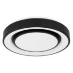 Plafoniera, metal negru, plastic alb, efect curcubeu, functie de memorie, lumina de noapte, reglabila, telecomanda, schimbator si fixare culori, inclusiv 2xAAA, Ø:380, V:75, LED 24W+RGB 6W 230V, sursa 2500lm, 800lm ieșire, 3000-6500K - imagine 3