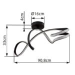 Plafonieră metal negru mat, aluminiu negru mat, plastic transparent, cristale acrilice transparente, LxWxH: 908x280x330mm, incl. LED 30W 230V, sursă 3650lm, ieșire 2350lm, 4000K - imagine 6