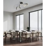 Plafonieră metal negru mat, aluminiu negru mat, plastic transparent, cristale acrilice transparente, LxWxH: 908x280x330mm, incl. LED 30W 230V, sursă 3650lm, ieșire 2350lm, 4000K