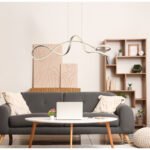 Suspensie metal nichel mat, aluminiu nichel mat, plastic transparent, cristale acrilice transparente, înălțimea poate fi scurtată, LxLxA: 1080x330x1200mm, incl. LED 40W 230V, sursă 4280lm, ieșire 3670lm, 4000K - imagine 2