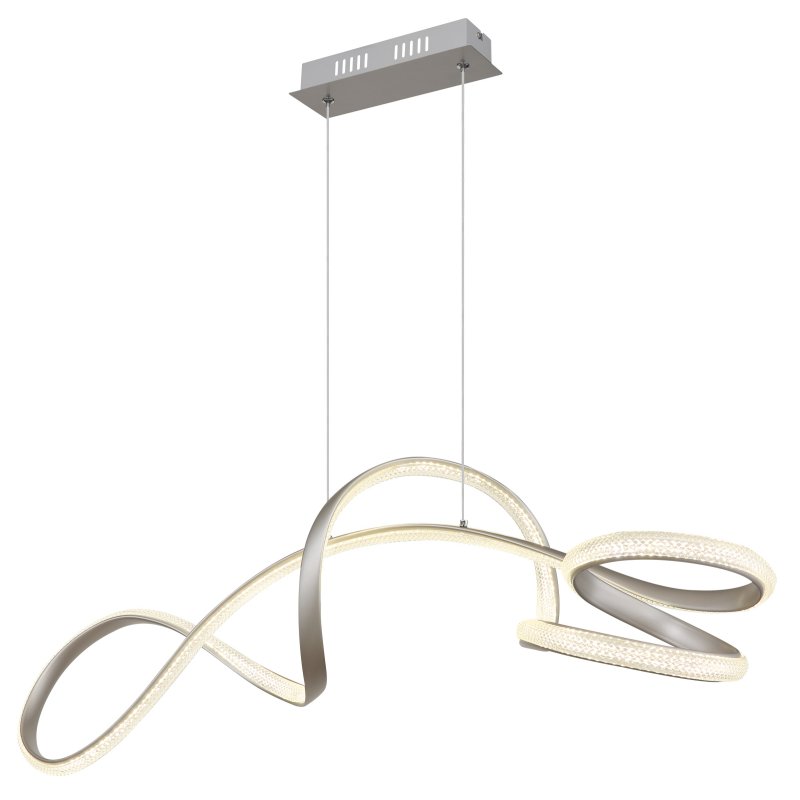 swirl-67341n-g29540 Suspensie metal nichel mat, aluminiu nichel mat, plastic transparent, cristale acrilice transparente, înălțimea poate fi scurtată, LxLxA: 1080x330x1200mm, incl. LED 40W 230V, sursă 4280lm, ieșire 3670lm, 4000K - imagine 1