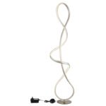 Lampă de podea metal nichel mat, aluminiu nichel mat, plastic transparent, cristale acrilice transparente, cablu PVC negru, comutator cu pedală în cablu, LxLxA: 260x200x1325mm, cablu 1800mm, incl. LED 36W 230V, sursă 3860lm, ieșire 2260lm, 4000K - imagine 4