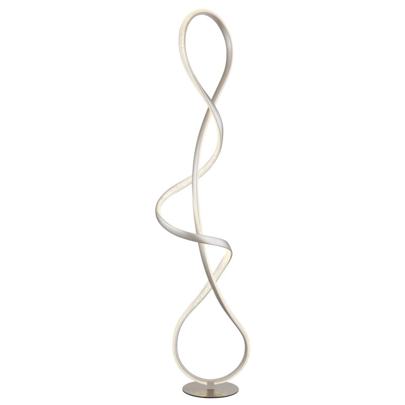 swirl-67341sn-g29542 Lampă de podea metal nichel mat, aluminiu nichel mat, plastic transparent, cristale acrilice transparente, cablu PVC negru, comutator cu pedală în cablu, LxLxA: 260x200x1325mm, cablu 1800mm, incl. LED 36W 230V, sursă 3860lm, ieșire 2260lm, 4000K - imagine 1