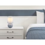 Lampă de masă ceramic albastru, textil albastru, cablu PVC alb, comutator basculant pe cablu, ø: 120mm, H: 230mm, lungime cablu 1300mm, excl. 1x E14 40W 230V - imagine 2