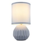 Lampă de masă ceramic albastru, textil albastru, cablu PVC alb, comutator basculant pe cablu, ø: 120mm, H: 230mm, lungime cablu 1300mm, excl. 1x E14 40W 230V - imagine 4