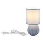 Lampă de masă ceramic albastru, textil albastru, cablu PVC alb, comutator basculant pe cablu, ø: 120mm, H: 230mm, lungime cablu 1300mm, excl. 1x E14 40W 230V - imagine 5