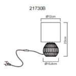 Lampă de masă ceramic albastru, textil albastru, cablu PVC alb, comutator basculant pe cablu, ø: 120mm, H: 230mm, lungime cablu 1300mm, excl. 1x E14 40W 230V - imagine 6