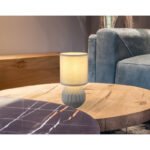 Lampă de masă ceramică gri, textil gri, cablu PVC alb, comutator basculant pe cablu, ø: 120mm, H: 230mm, lungime cablu 1300mm, excl. 1x E14 40W 230V - imagine 2