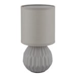 Lampă de masă ceramică gri, textil gri, cablu PVC alb, comutator basculant pe cablu, ø: 120mm, H: 230mm, lungime cablu 1300mm, excl. 1x E14 40W 230V - imagine 3