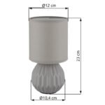 Lampă de masă ceramică gri, textil gri, cablu PVC alb, comutator basculant pe cablu, ø: 120mm, H: 230mm, lungime cablu 1300mm, excl. 1x E14 40W 230V - imagine 6