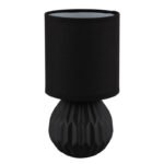 Lampă de masă ceramică neagră, textil negru, cablu PVC negru, comutator basculant pe cablu, ø: 120mm, H: 230mm, lungime cablu 1300mm, excl. 1x E14 40W 230V - imagine 3