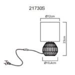 Lampă de masă ceramică neagră, textil negru, cablu PVC negru, comutator basculant pe cablu, ø: 120mm, H: 230mm, lungime cablu 1300mm, excl. 1x E14 40W 230V - imagine 6