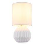 Lampă de masă ceramică alb, textil alb, cablu PVC alb, comutator basculant pe cablu, ø: 120mm, H: 230mm, lungime cablu 1300mm, excl. 1x E14 40W 230V - imagine 4