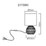 Lampă de masă ceramică alb, textil alb, cablu PVC alb, comutator basculant pe cablu, ø: 120mm, H: 230mm, lungime cablu 1300mm, excl. 1x E14 40W 230V - imagine 6