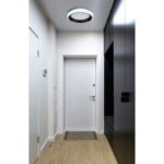 Plafoniera metal negru mat, acril negru, alb, reglabil, mai multe nivele prin comutator de perete, culorile pot fi fixate, memorie, lumina de noapte, telecomanda, 2xAAA, ø:500mm,H:95mm, LED 50W 230V, sursă 252-6700lm, ieșire 130-3300lm,CCT3000-6500K