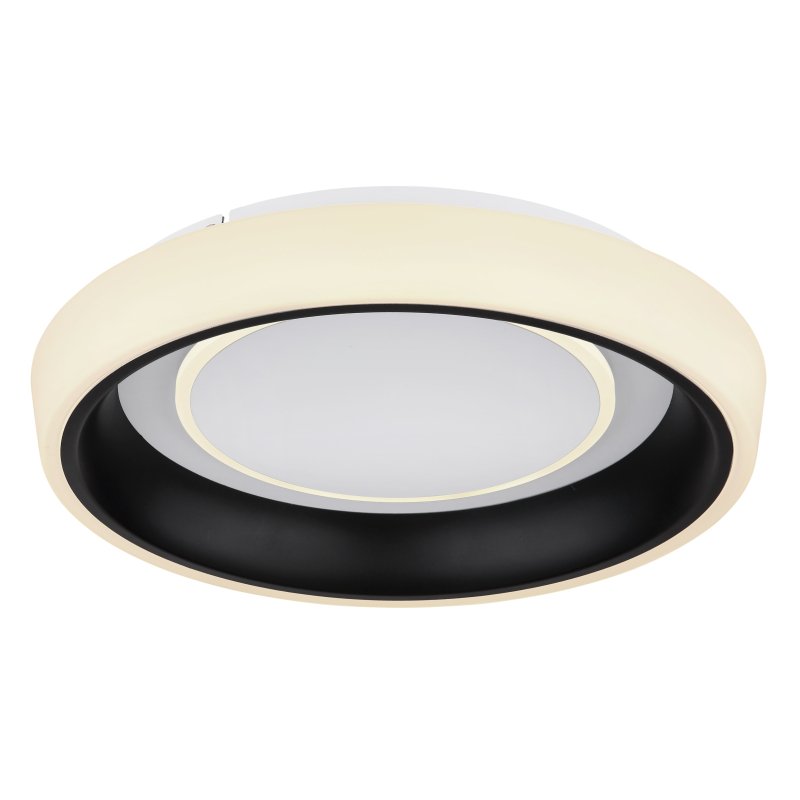 tabano-48272-46b-g27581 Plafoniera metal negru mat, acril negru, alb, reglabil, mai multe nivele prin comutator de perete, culorile pot fi fixate, memorie, lumina de noapte, telecomanda, 2xAAA, ø:500mm,H:95mm, LED 50W 230V, sursă 252-6700lm, ieșire 130-3300lm,CCT3000-6500K - imagine 1