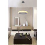 Suspensie metal alb, acril antracit, lumină de noapte, funcție memorie, dimabil, telecomandă, culori fixabile D: 500, H: 1200, 1xLED 36W 230V, sursă 3500lm, ieșire 2180lm, CCT 3.000-6.000 - imagine 2