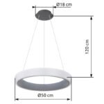 Suspensie metal alb, acril antracit, lumină de noapte, funcție memorie, dimabil, telecomandă, culori fixabile D: 500, H: 1200, 1xLED 36W 230V, sursă 3500lm, ieșire 2180lm, CCT 3.000-6.000 - imagine 6