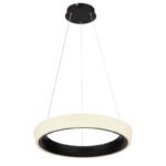 Suspensie metal negru mat, acril negru, alb, reglabil, culorile pot fi fixate, functie  memorie, lumina de noapte, telecomanda, baterie inclusa 2x AAA, ø: 495mm, H: 1200mm, inclusiv LED 40W 230V, sursa 5966lm, 2560lm ieșire, CCT 2700-6500K