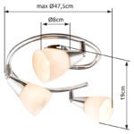 Spot crom, sticlă alba, D: 250, H: 150, excl 3xE14 40W 230V - imagine 3