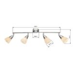 Spot crom, sticlă alba, mobil, LxH: 600x190, excl 4xE14 40W 230V - imagine 3