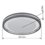 DL metal alb mat, plastic. gri mat, acrilic transparent, mai multe niveluri prin comutator de perete, memorie, lumina de noapte, telecomanda, ø:478mm H:67mm,LED 30W 230V,sursa 400-3600lm,iese 200-1700lm,CCT2700-6500K - imagine 6