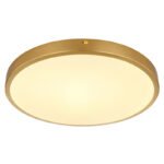 Plafonieră LED metal alamă colorată mată, plastic alb, ø: 350mm, I: 30mm, incl. LED 22W 230V, 2220lm Sursă, 1800lm Ieșire, 3000K