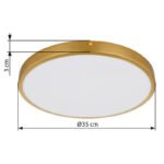 Plafonieră LED metal alamă colorată mată, plastic alb, ø: 350mm, I: 30mm, incl. LED 22W 230V, 2220lm Sursă, 1800lm Ieșire, 3000K - imagine 6