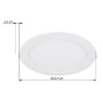 Spot încastrat din plastic alb, plastic opal, cablu PVC alb, driver extern inclus, ø: 224mm, H: 25mm, decupaj Ø 210mm, lungimea cablului de alimentare 200mm, inclusiv LED 18W 230V, sursă 1800lm, 1500lm ieșire, 4000K - imagine 6